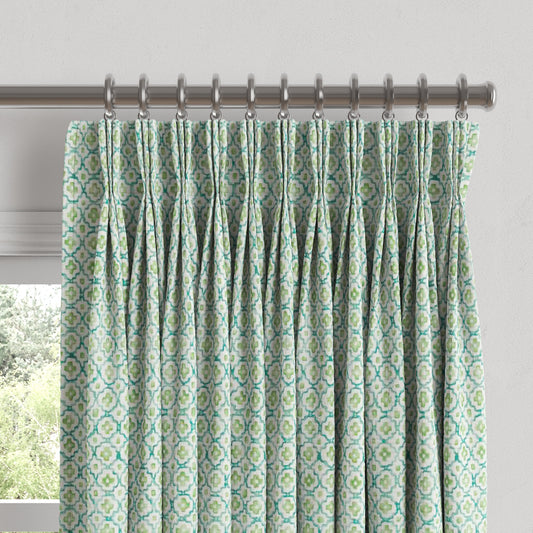 Pinch Pleat Drapery in Positive Print - Emerald