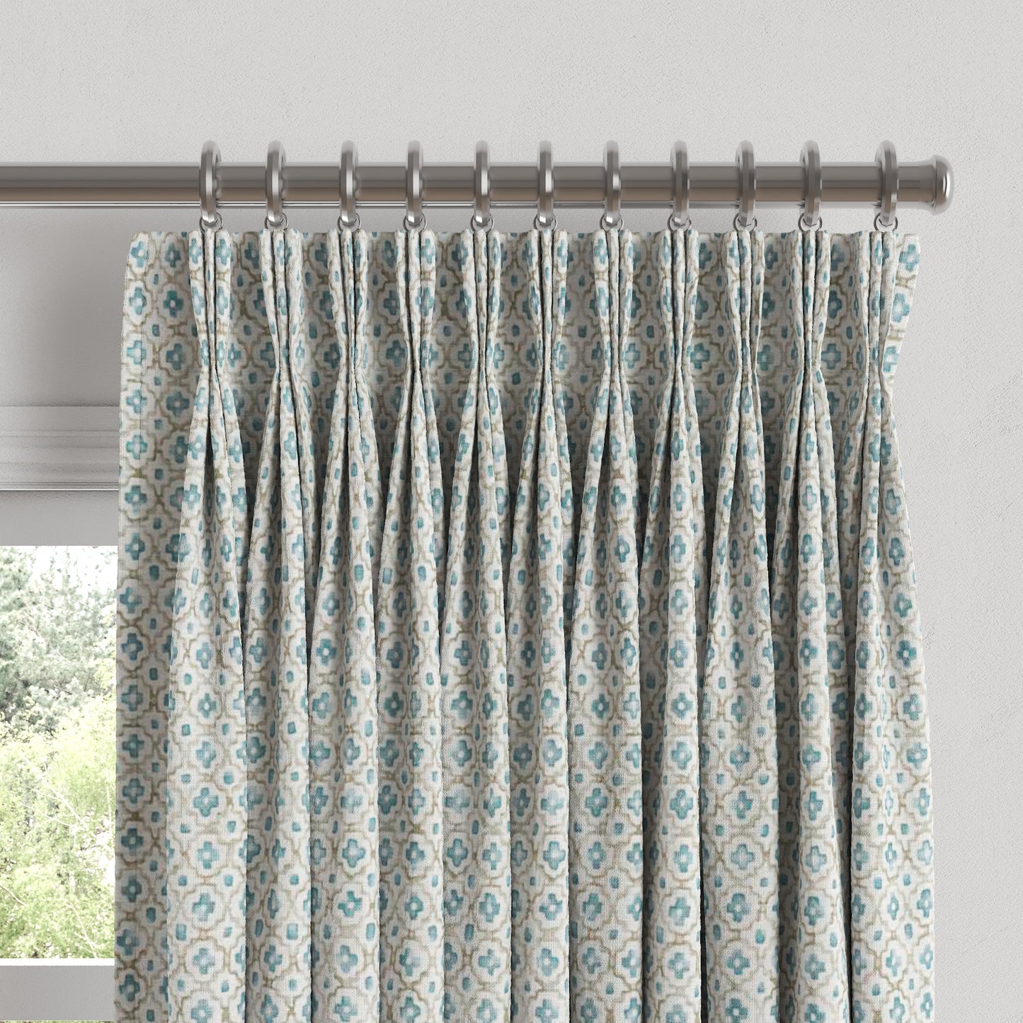 Pinch Pleat Drapery in Positive Print - Rain