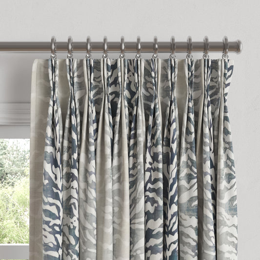 Pinch Pleat Drapery in Tiger - Blue