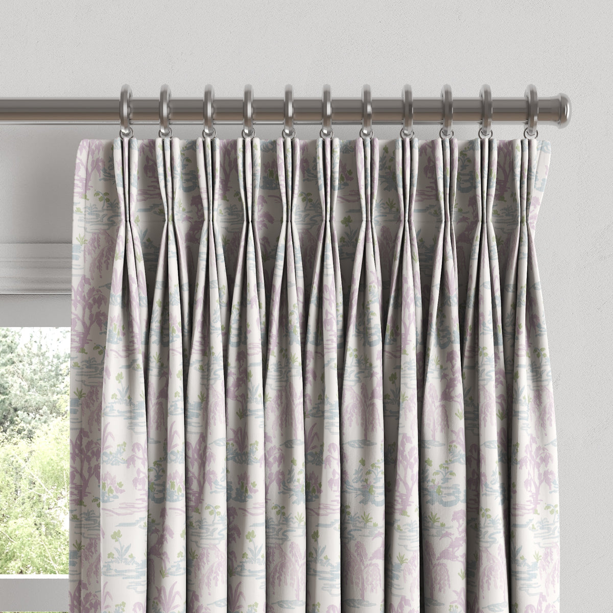 Pinch Pleat Drapery in Meadow - Lavender