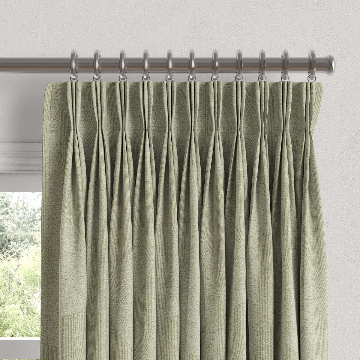 Pinch Pleat Drapery in Make Waves - Parchment