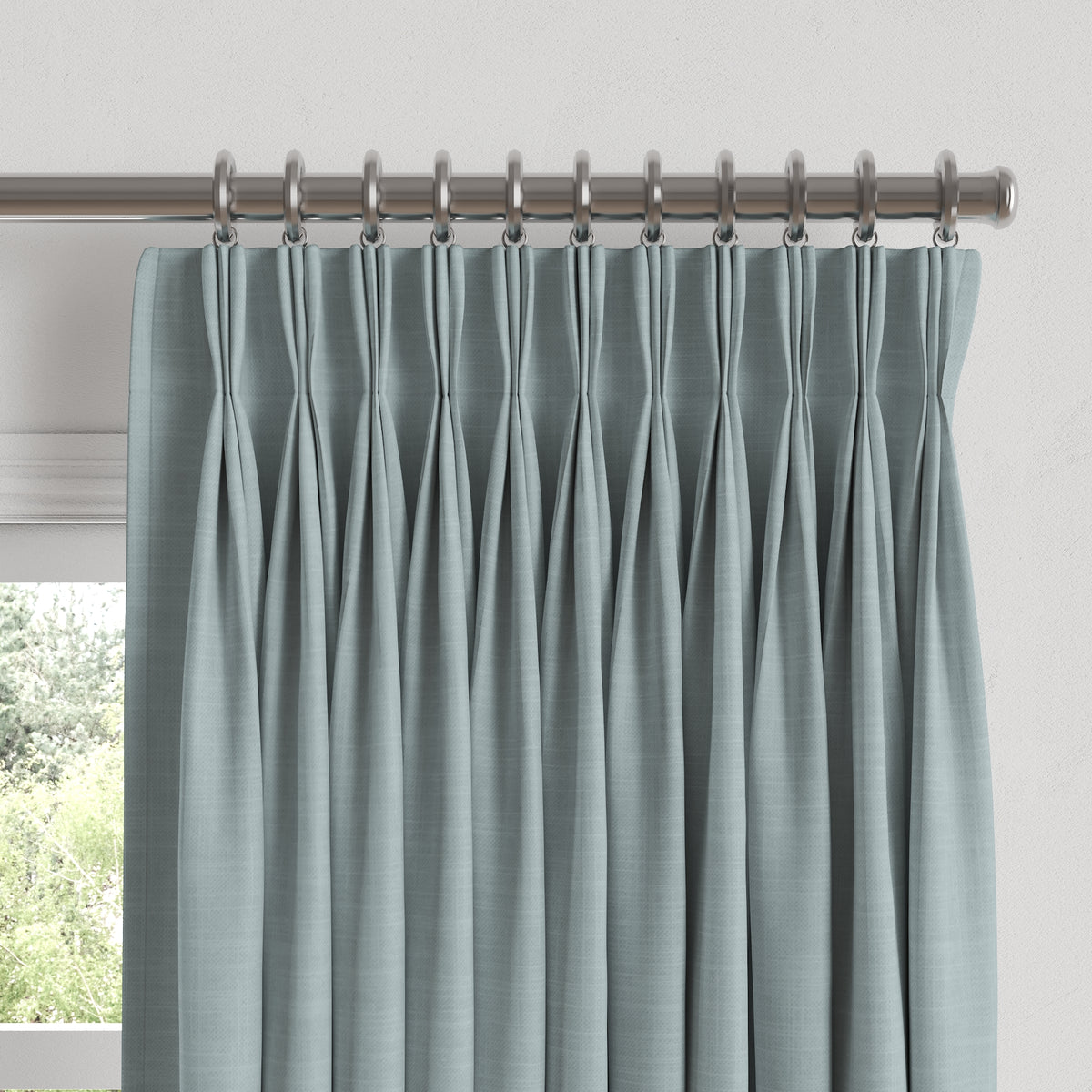Pinch Pleat Drapery in Classic Linen - Storm