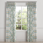 Pinch Pleat Drapery in Cottage Flowers - Cool Blue