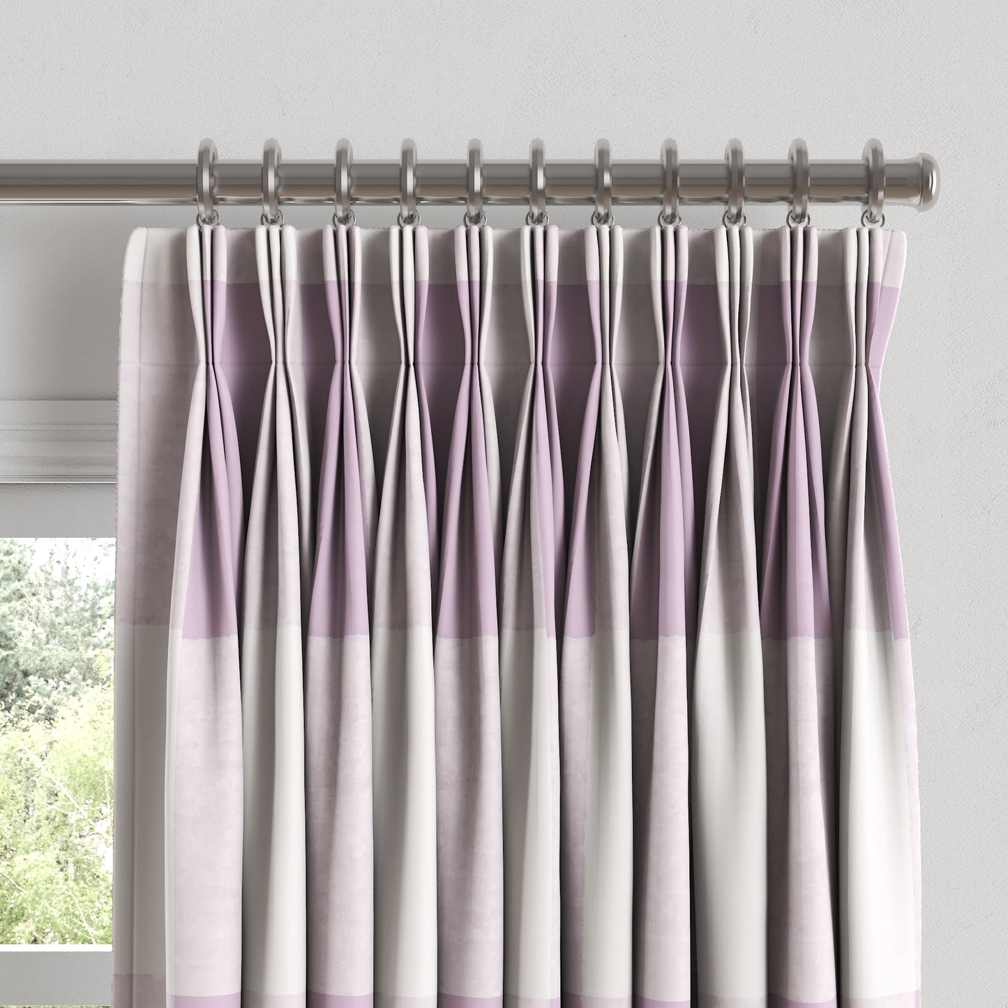 Pinch Pleat Drapery in Buffalo Check - Lilac