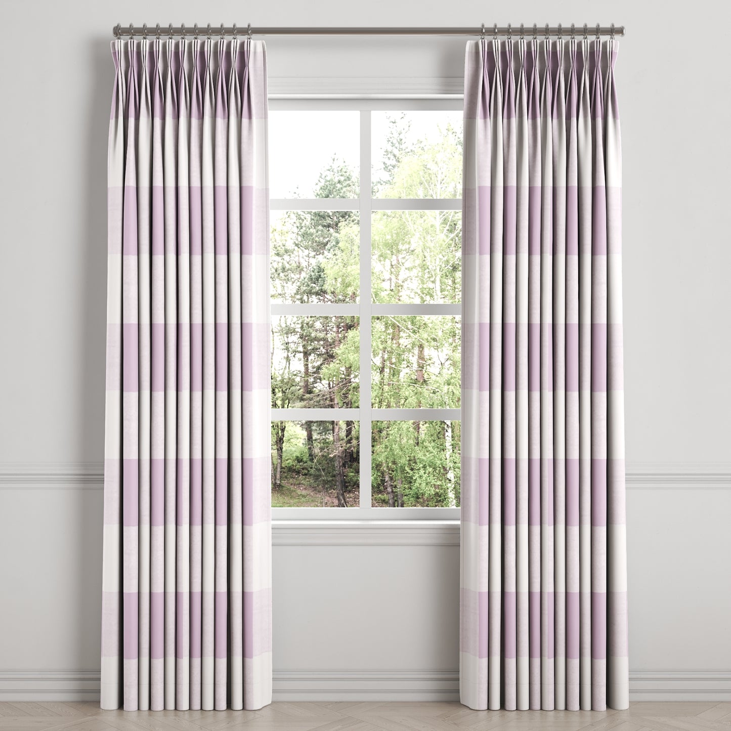 Pinch Pleat Drapery in Buffalo Check - Lilac