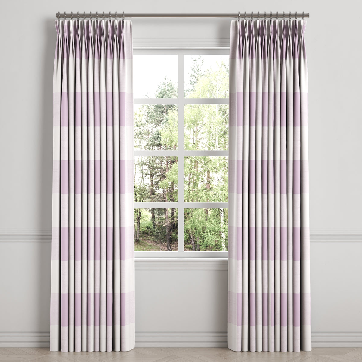 Pinch Pleat Drapery in Buffalo Check - Lilac