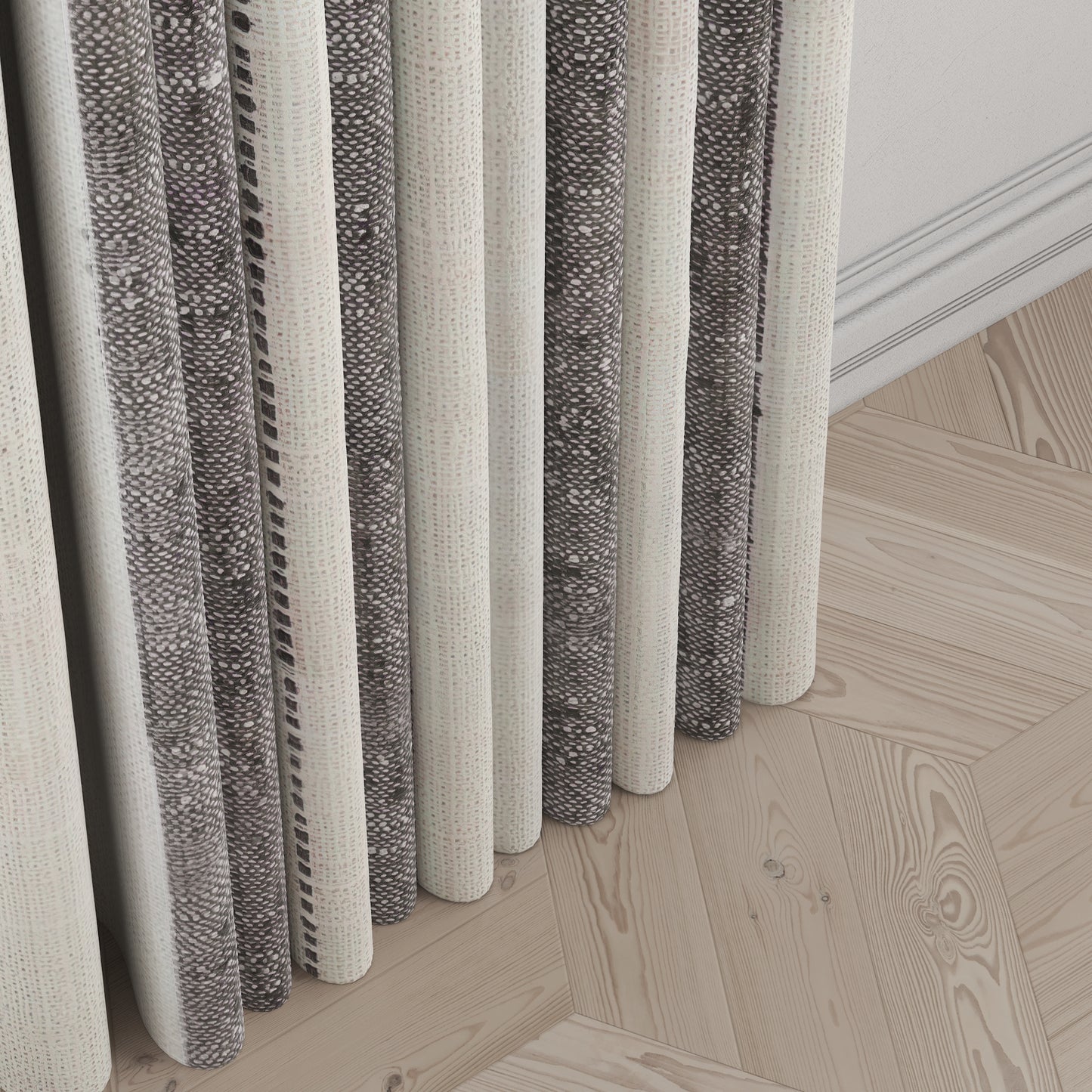 Pinch Pleat Drapery in French Laundry Stripe - Midnights