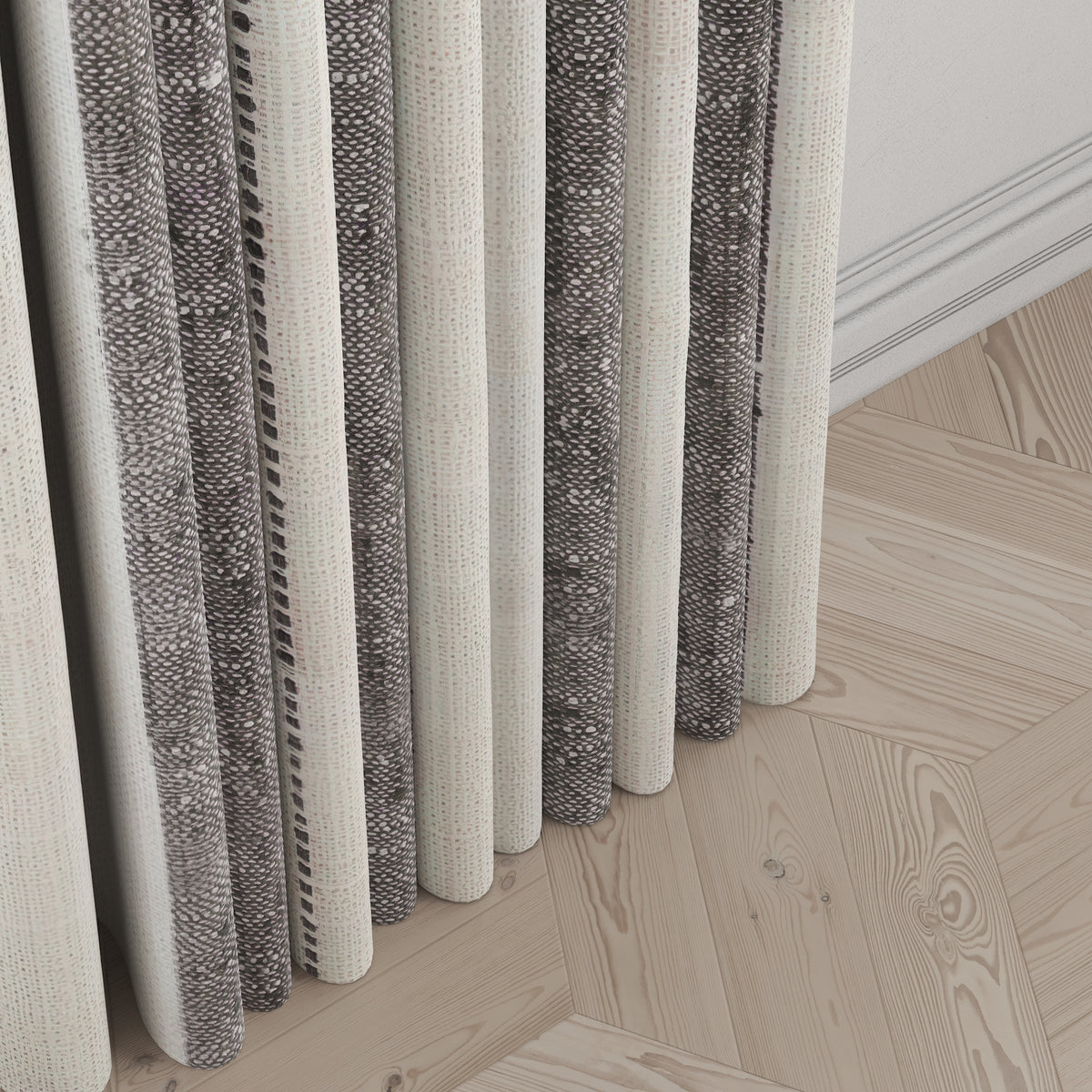 Pinch Pleat Drapery in French Laundry Stripe - Midnights