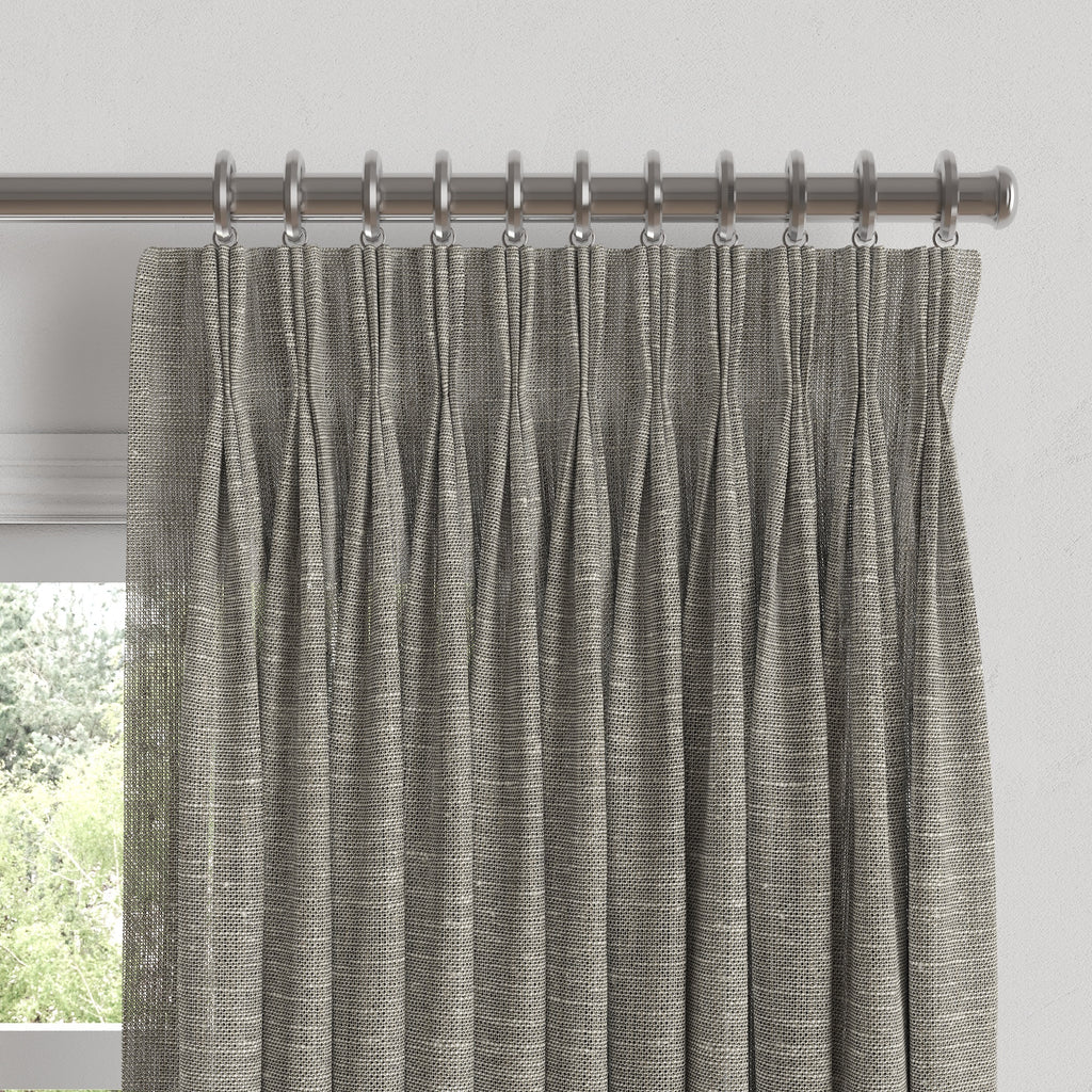 Pinch Pleat Drapery in Linen Sheer - Cinder