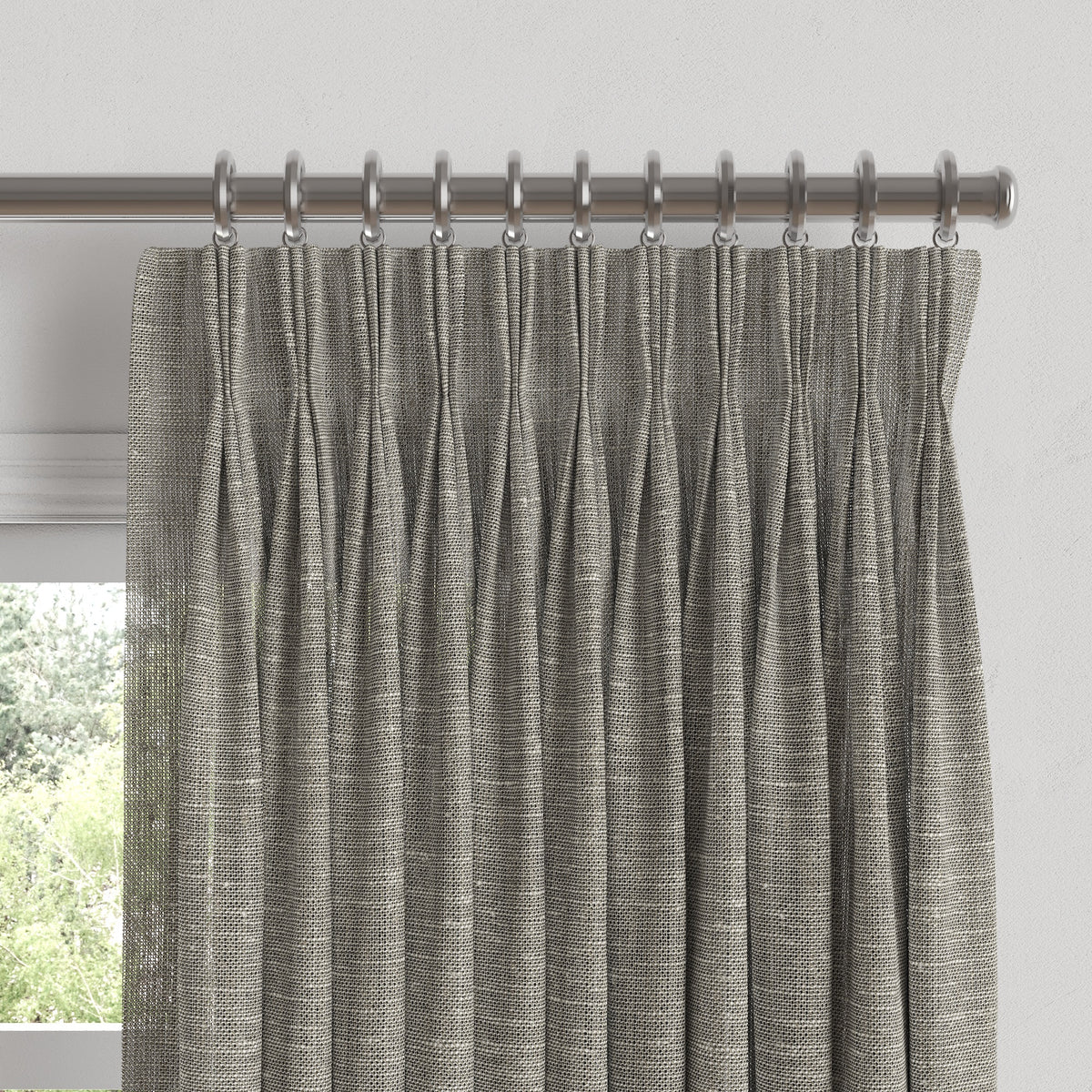 Pinch Pleat Drapery in Linen Sheer - Cinder