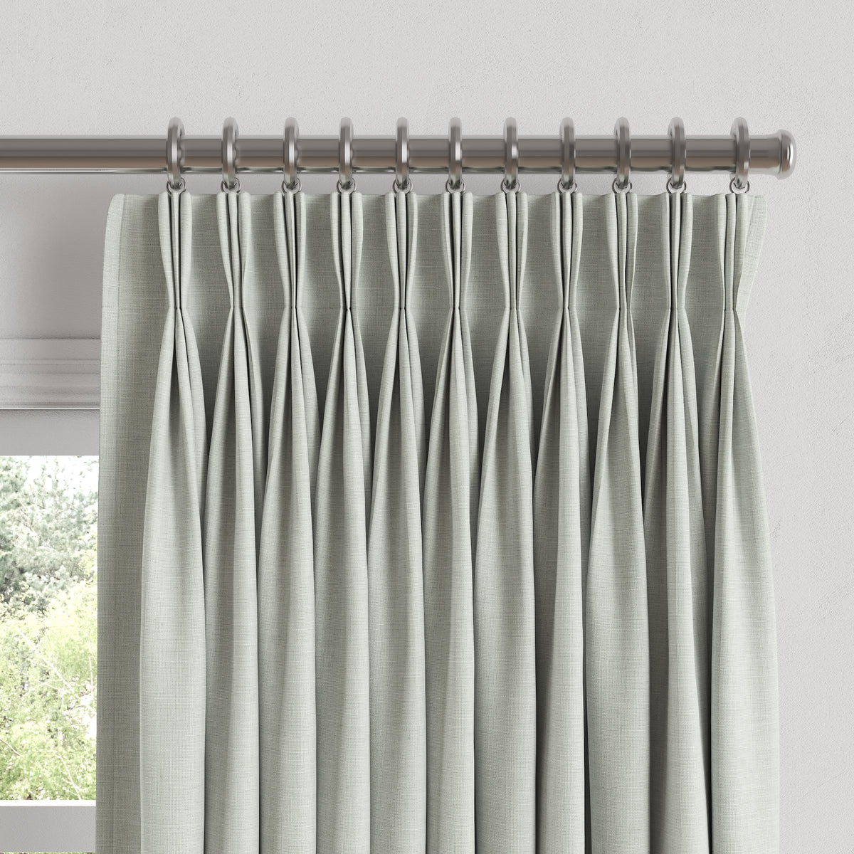 Pinch Pleat Drapery in Lush Linen - Fog