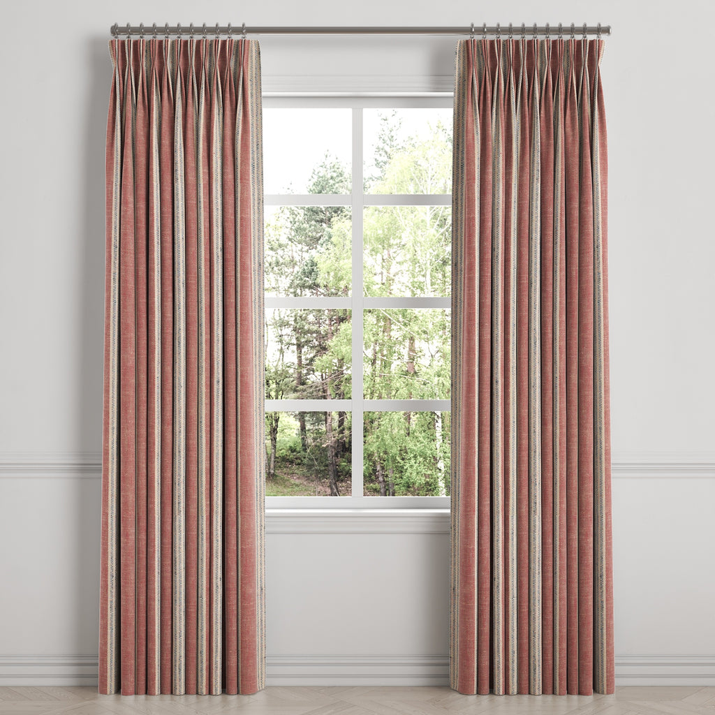 Pinch Pleat Drapery in Nautical Stripes - Buoy