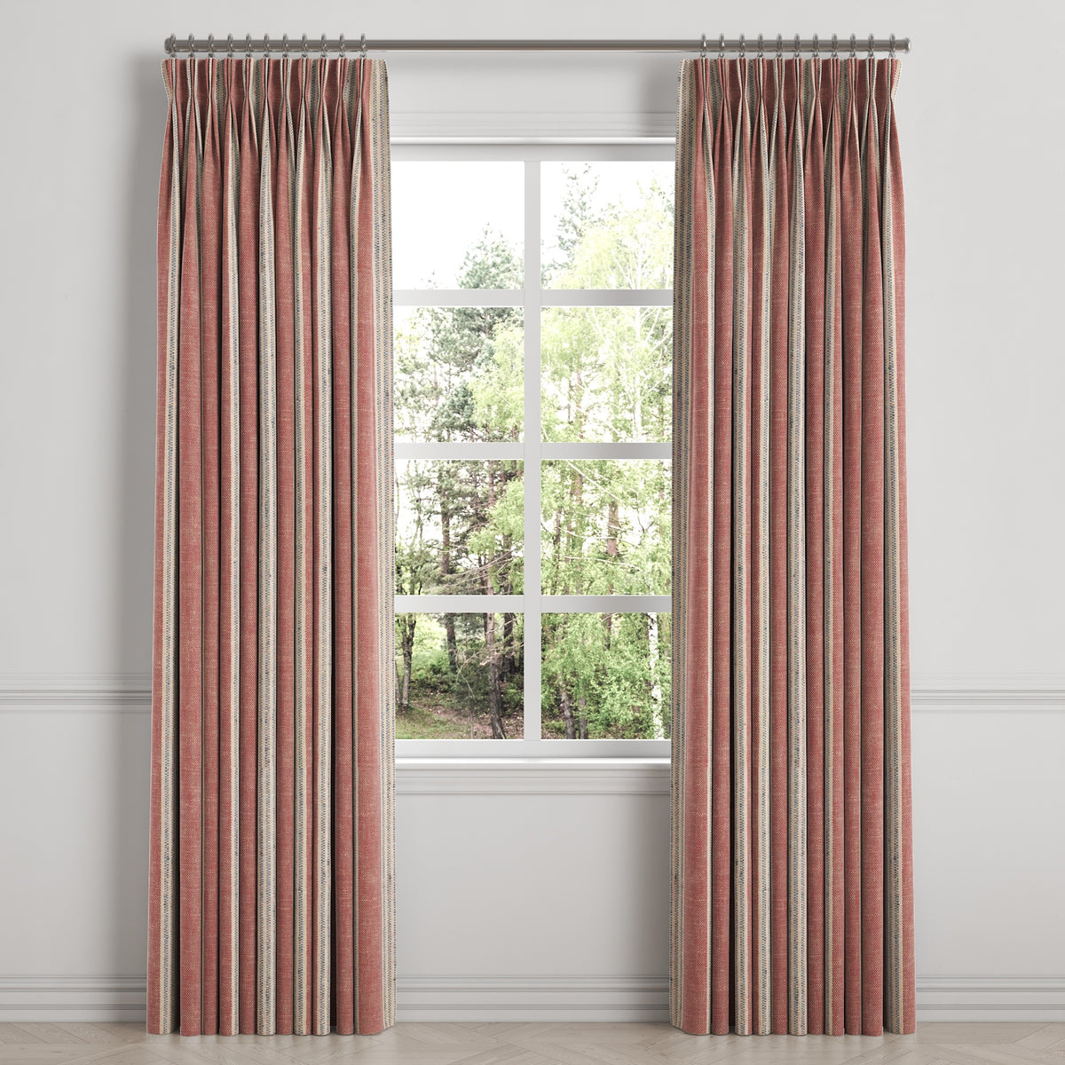 Pinch Pleat Drapery in Nautical Stripes - Buoy