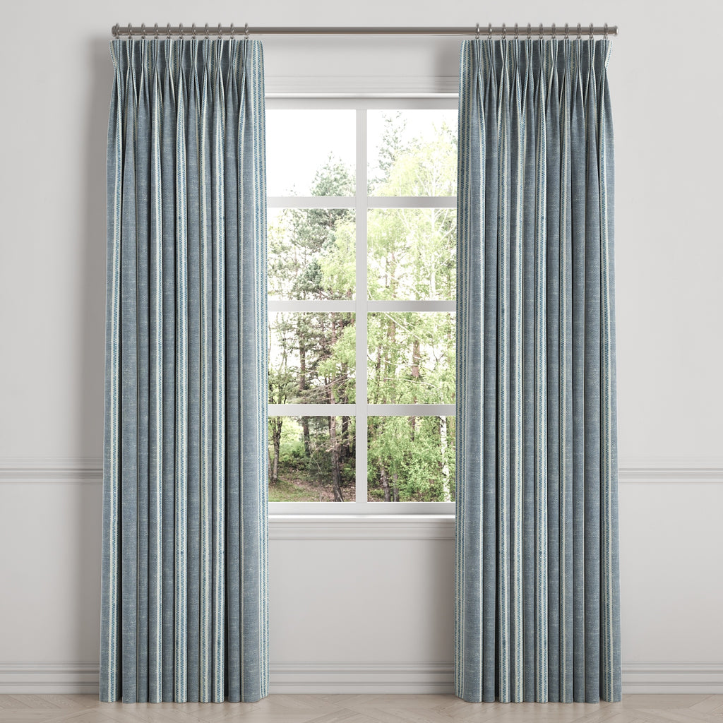 Pinch Pleat Drapery in Nautical Stripes - Surfs Up