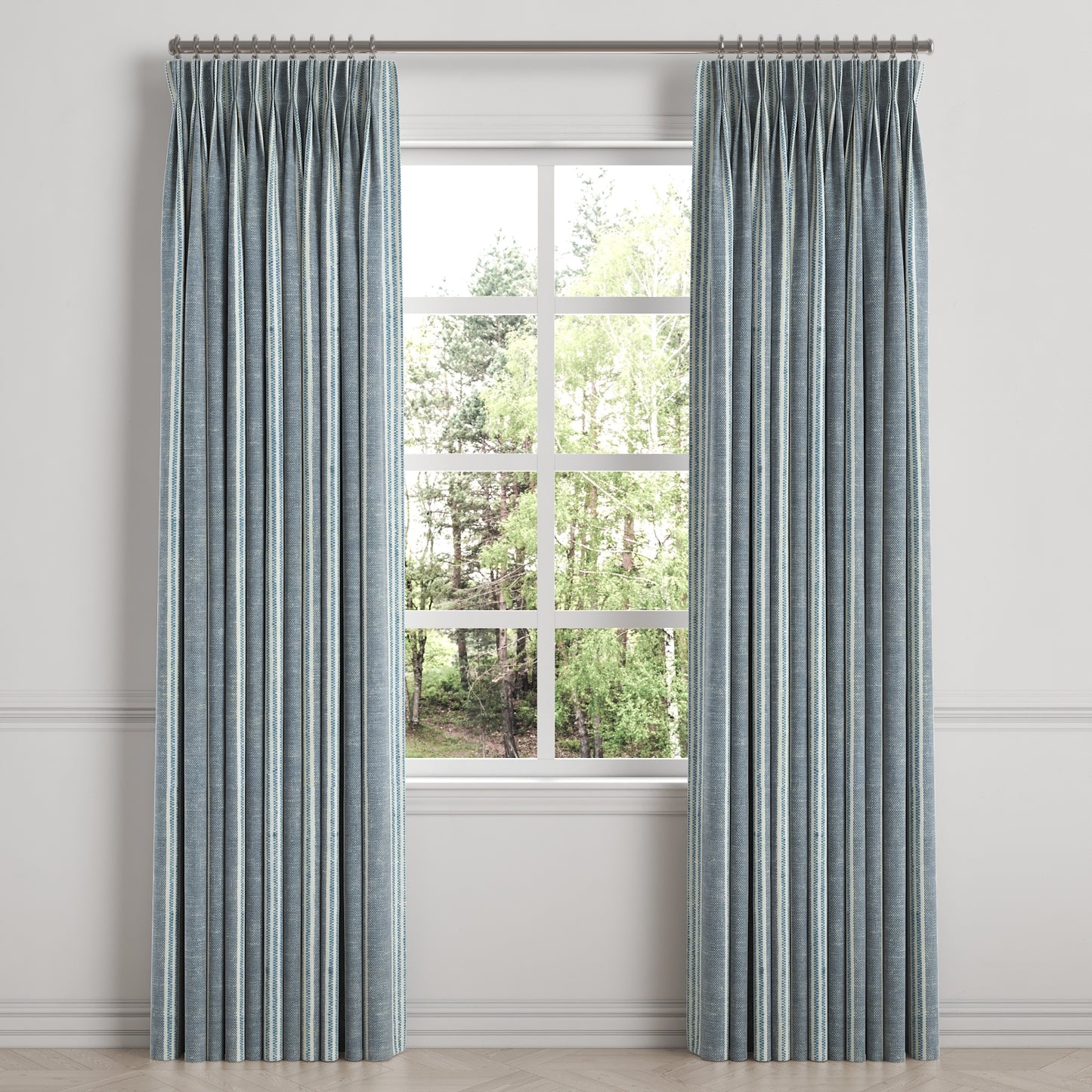 Pinch Pleat Drapery in Nautical Stripes - Surfs Up