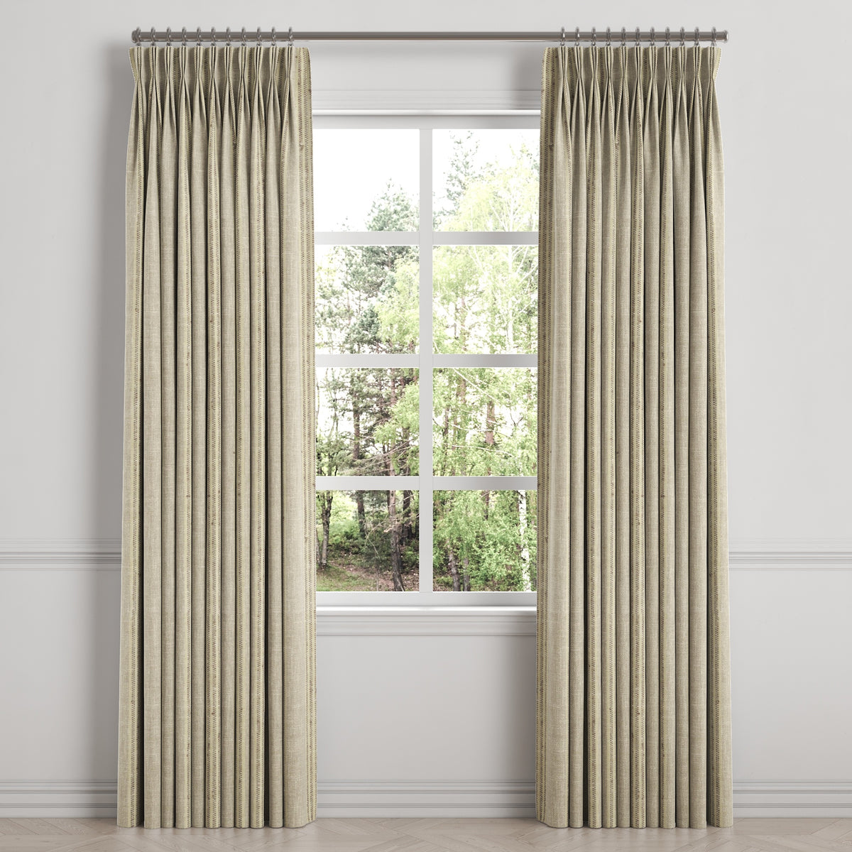 Pinch Pleat Drapery in Nautical Stripes - Beachy