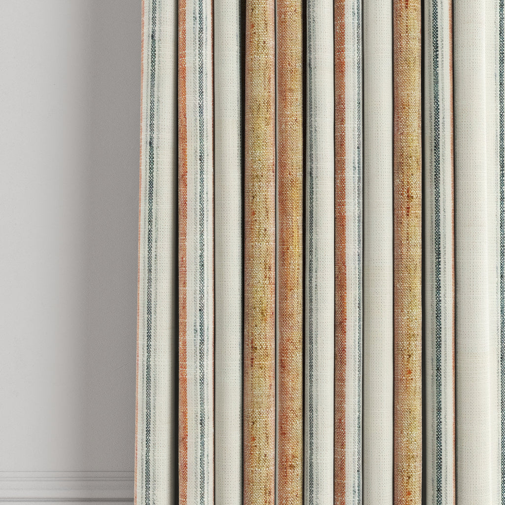 Pinch Pleat Drapery in French Laundry Stripe - Apricot