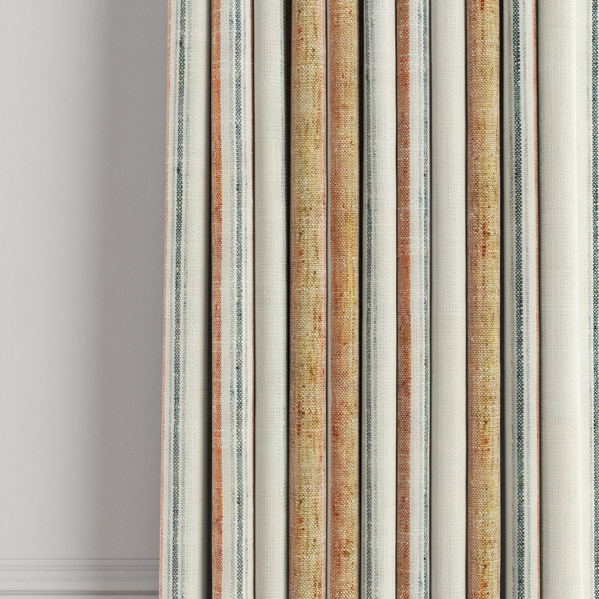 Pinch Pleat Drapery in French Laundry Stripe - Apricot