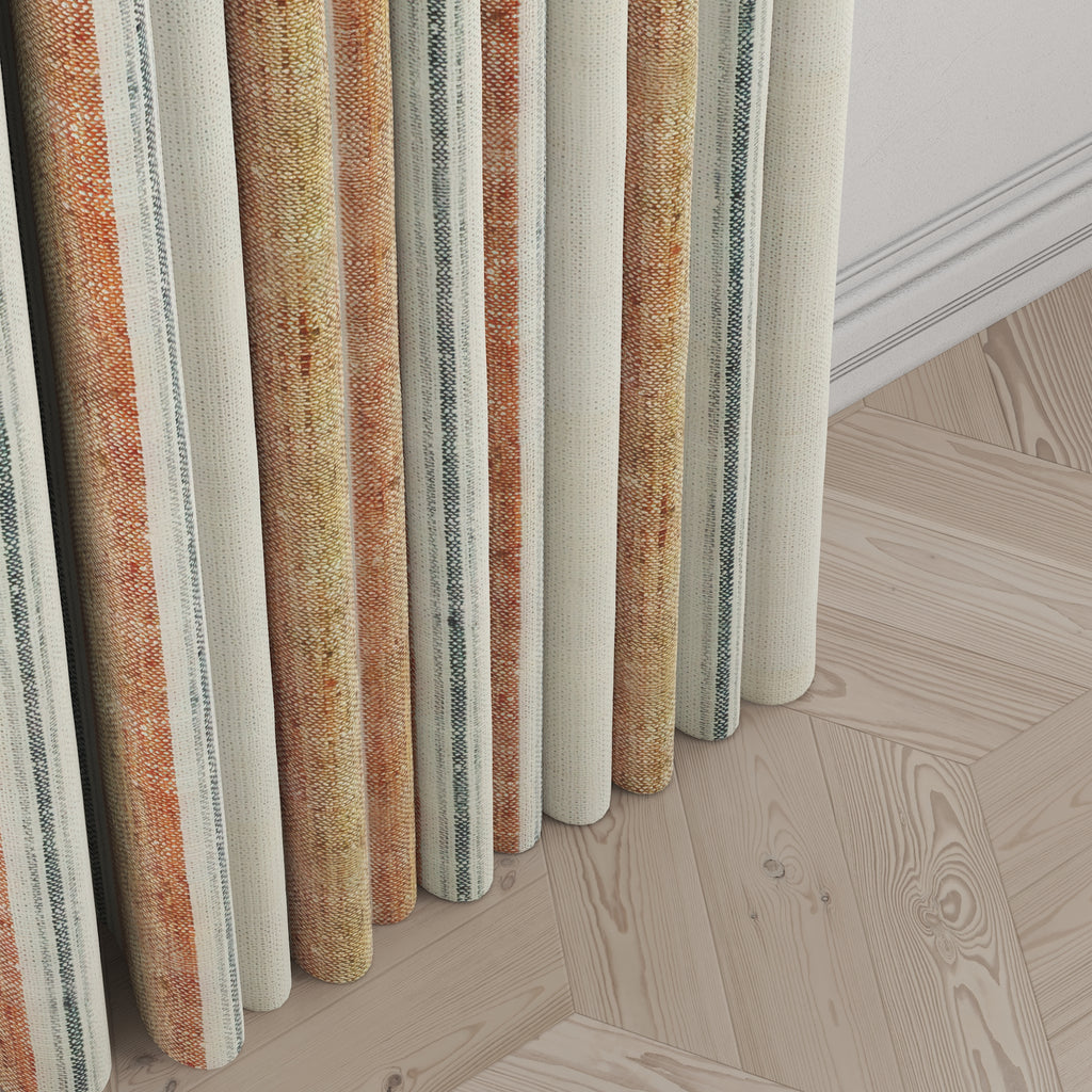 Pinch Pleat Drapery in French Laundry Stripe - Apricot
