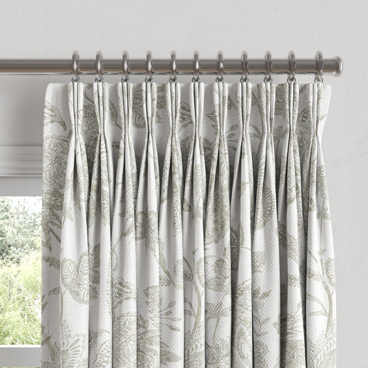 Pinch Pleat Drapery in Toile - Rich Cream