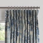 Pinch Pleat Drapery in Country Toile - Sapphire