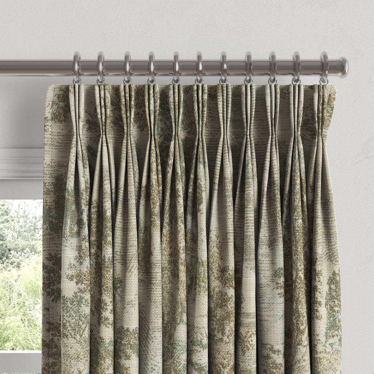 Pinch Pleat Drapery in Country Toile - Ivy