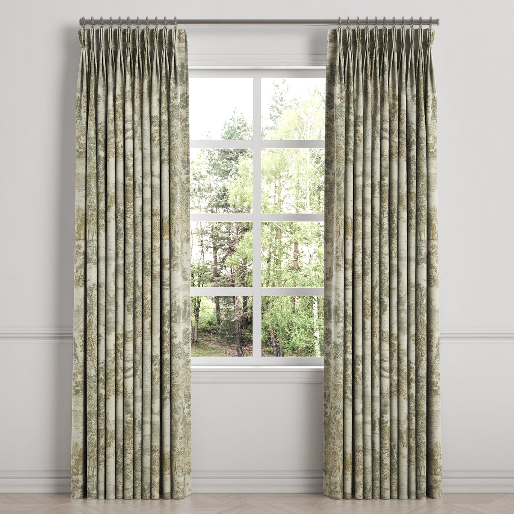 Pinch Pleat Drapery in Country Toile - Ivy