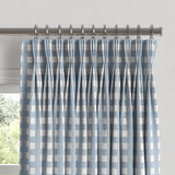 Pinch Pleat Drapery in Gingham - Blue Jean