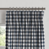 Pinch Pleat Drapery in Gingham - Navy