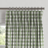 Pinch Pleat Drapery in Gingham - Sage