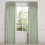 Pinch Pleat Drapery in Gingham - Sage