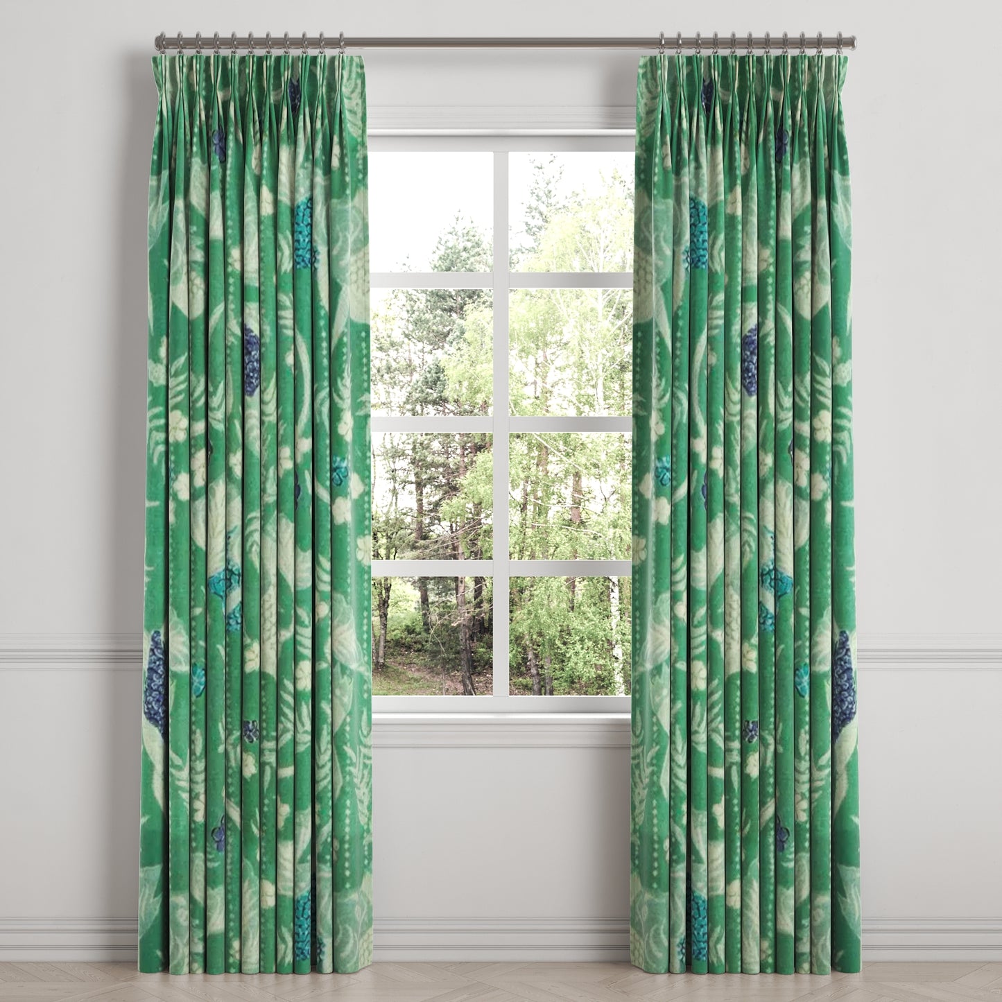 Pinch Pleat Drapery in Koi Pond - Green