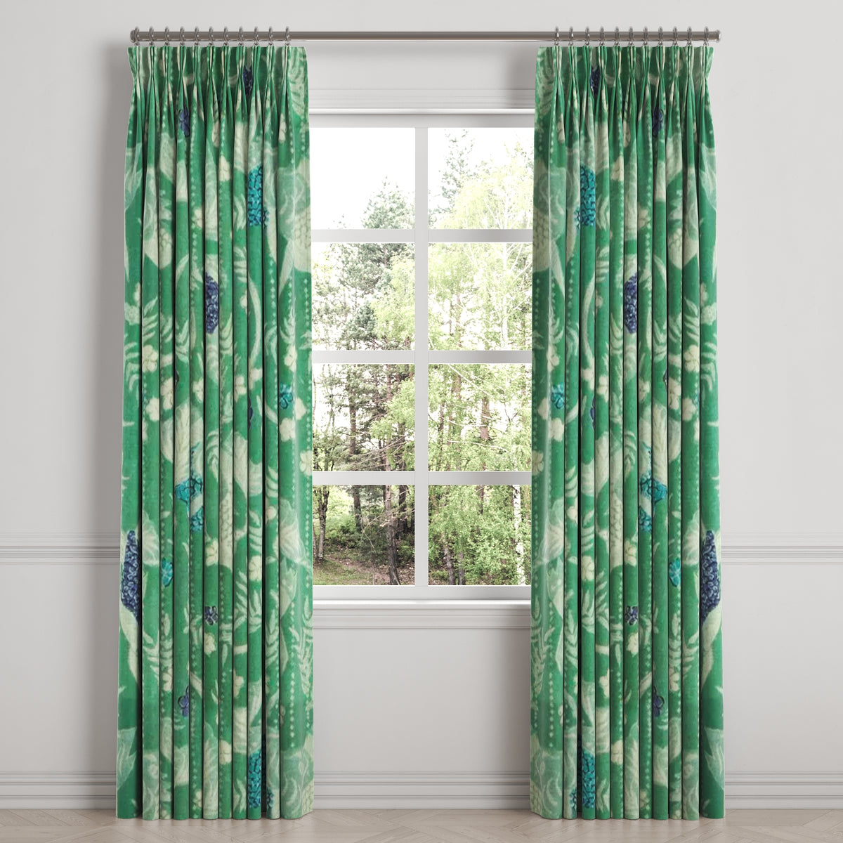 Pinch Pleat Drapery in Koi Pond - Green