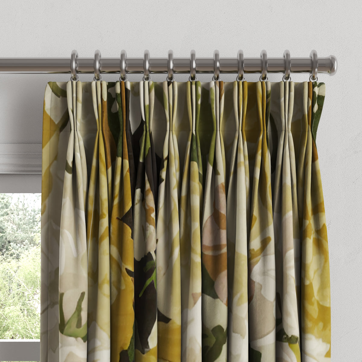 Pinch Pleat Drapery in Garden Tea Time - Moon Glow