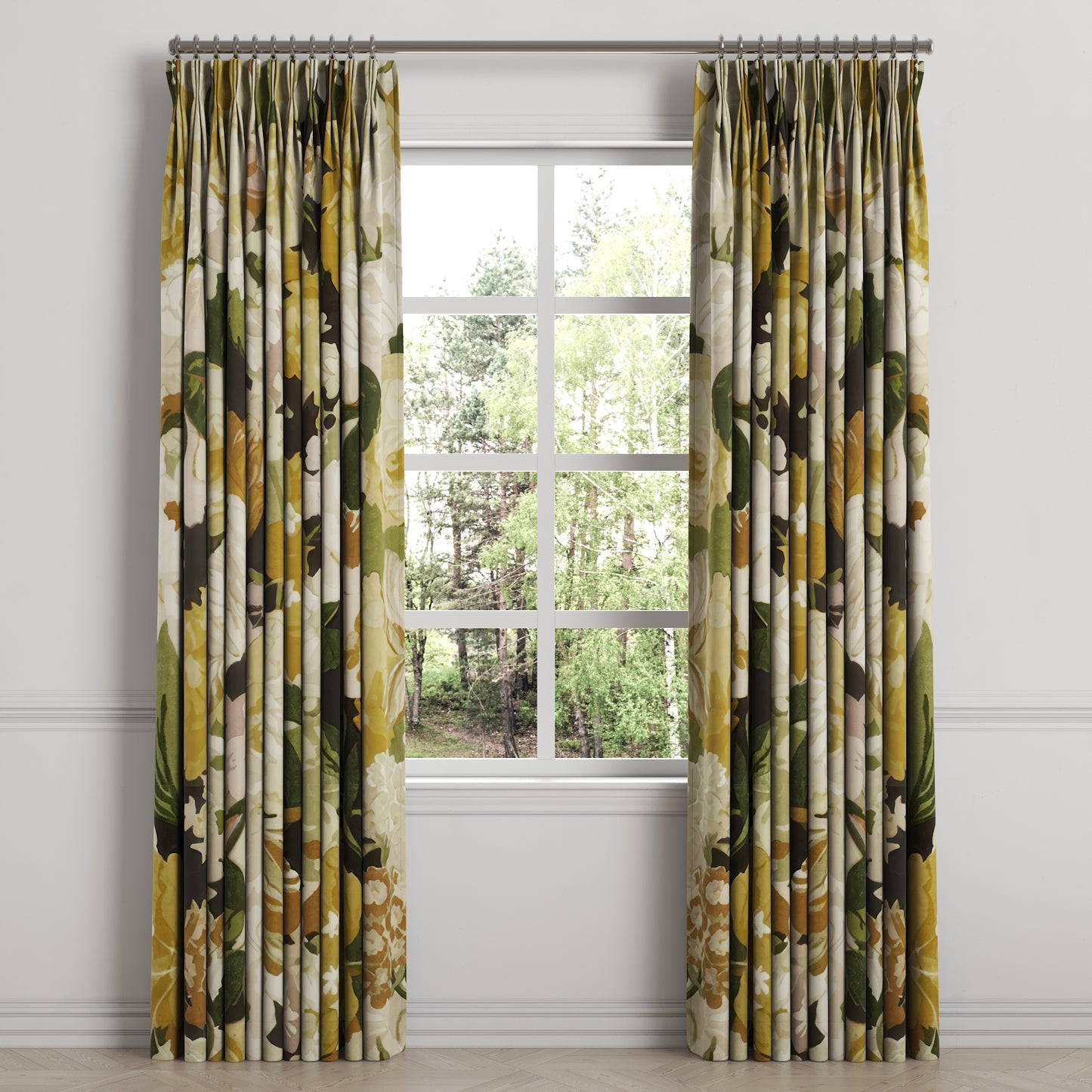Pinch Pleat Drapery in Garden Tea Time - Moon Glow