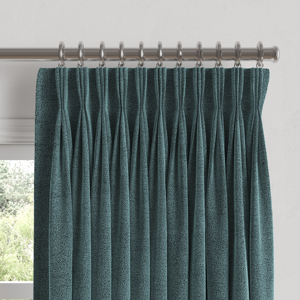 Pinch Pleat Drapery in Classic Velvet - Seaside