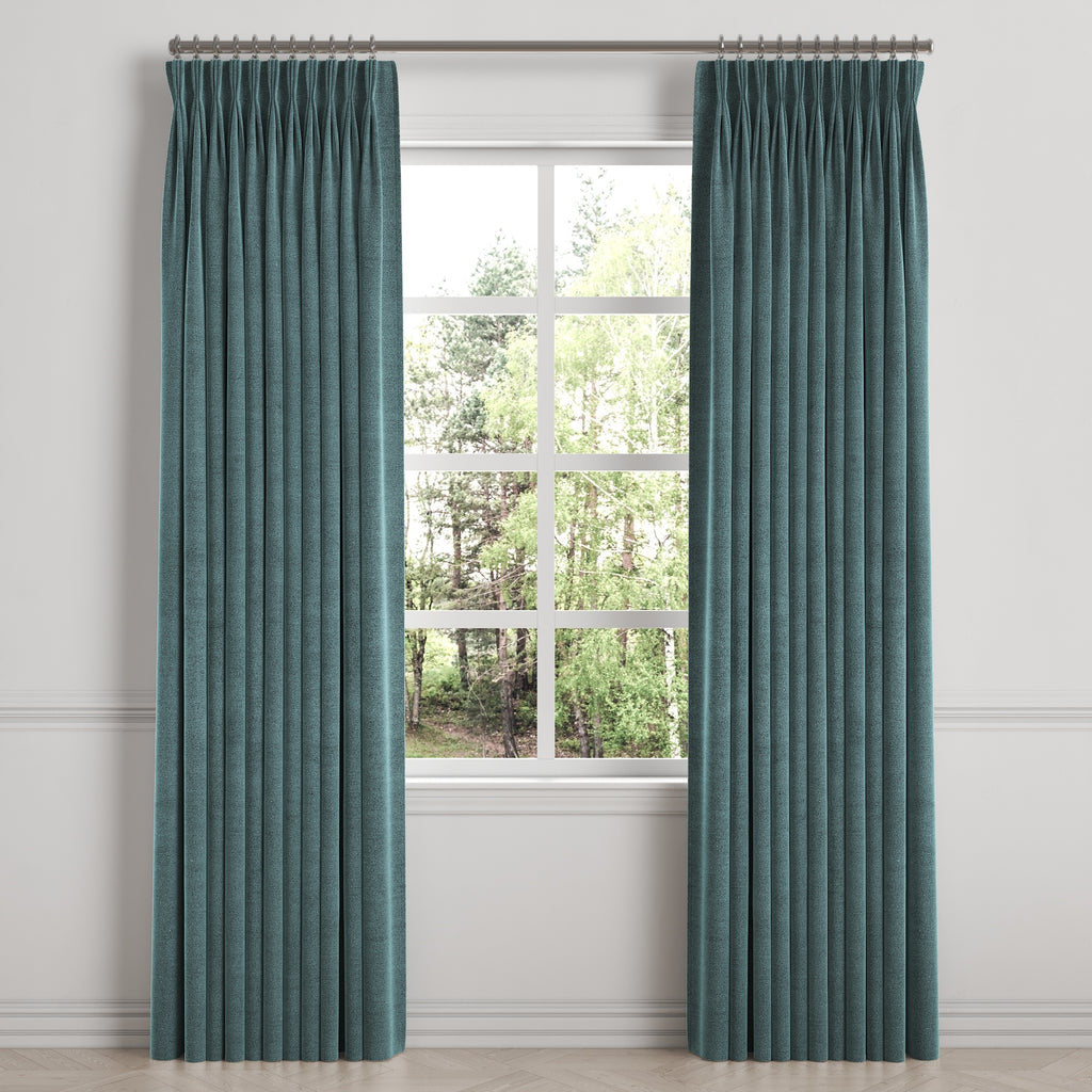 Pinch Pleat Drapery in Classic Velvet - Seaside
