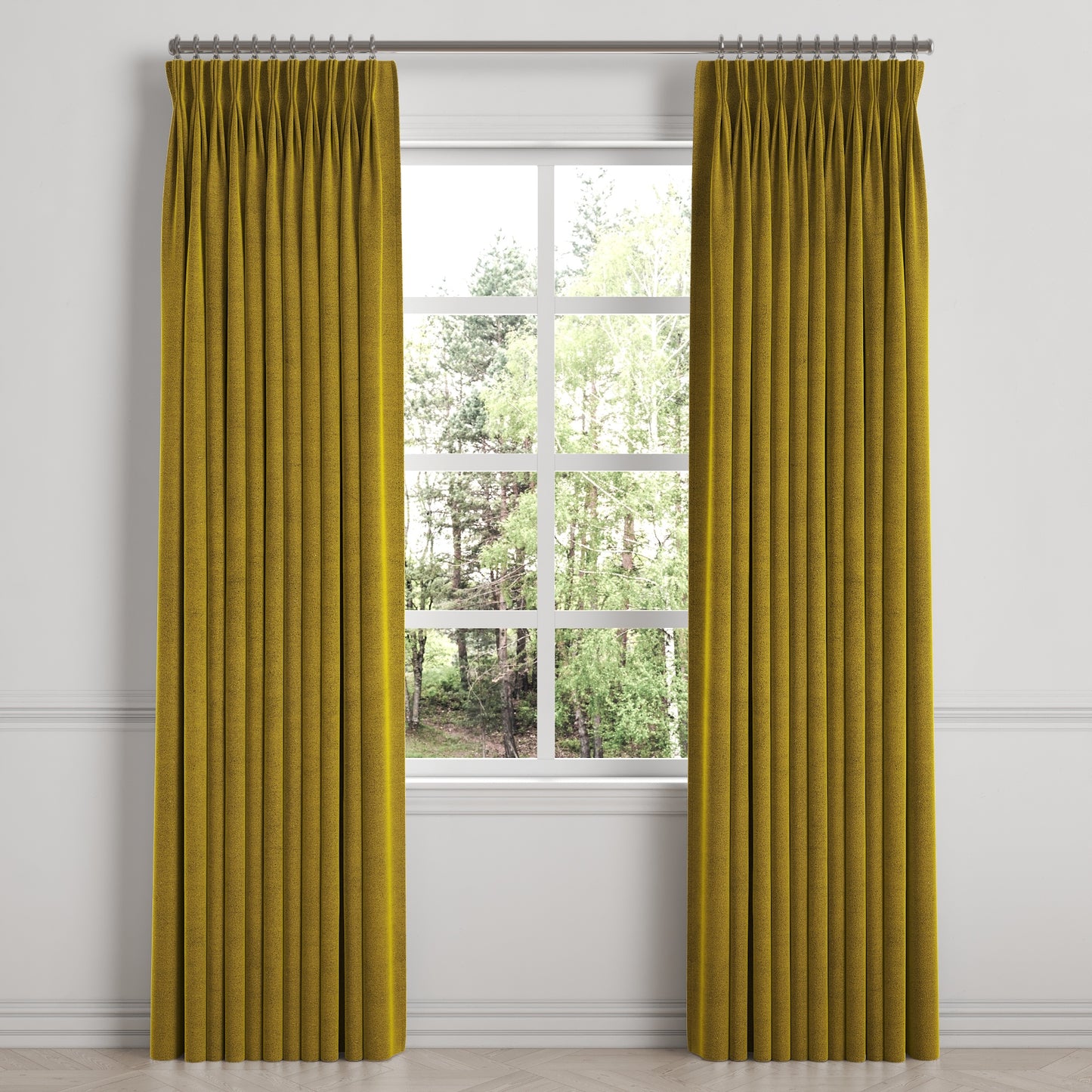 Pinch Pleat Drapery in Classic Velvet - Citron