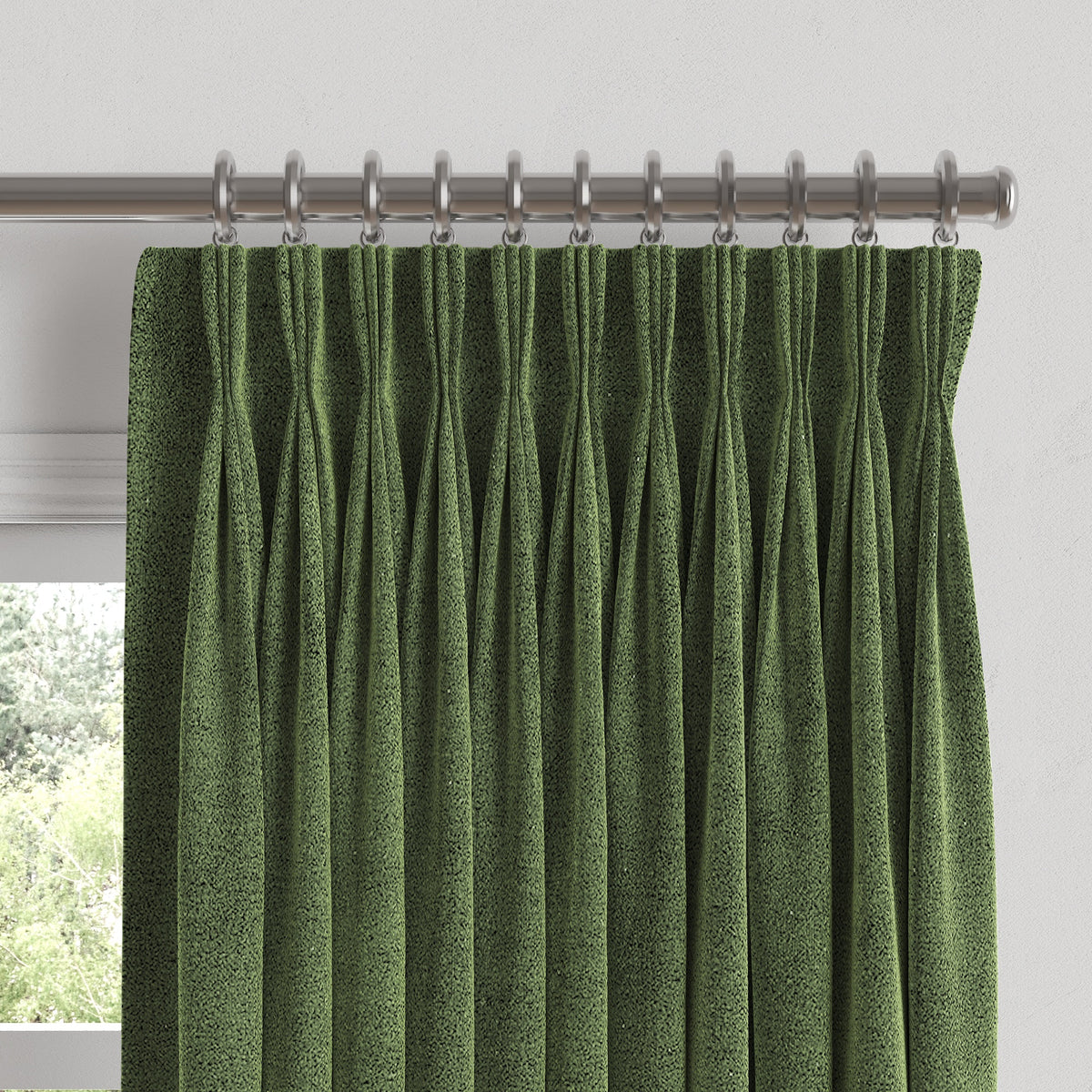 Pinch Pleat Drapery in Classic Velvet - Aloe