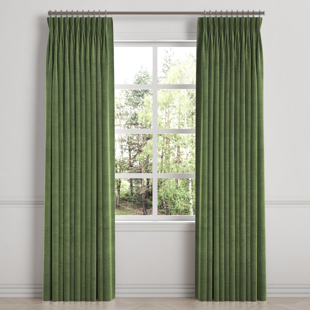 Pinch Pleat Drapery in Classic Velvet - Aloe