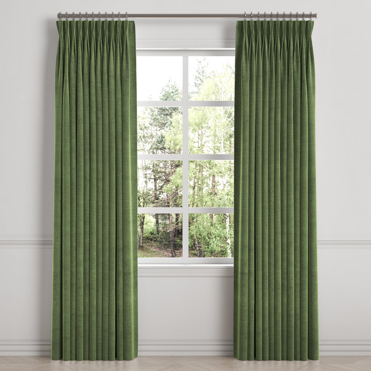 Pinch Pleat Drapery in Classic Velvet - Aloe