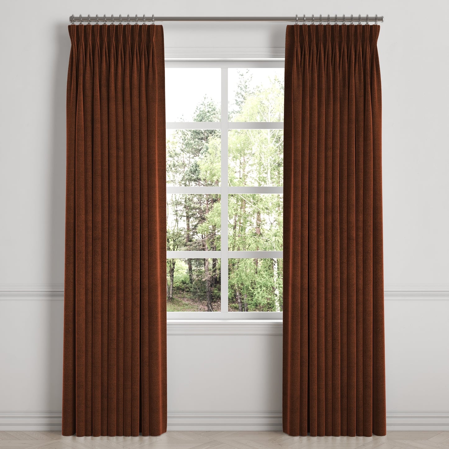 Pinch Pleat Drapery in Classic Velvet - Spice