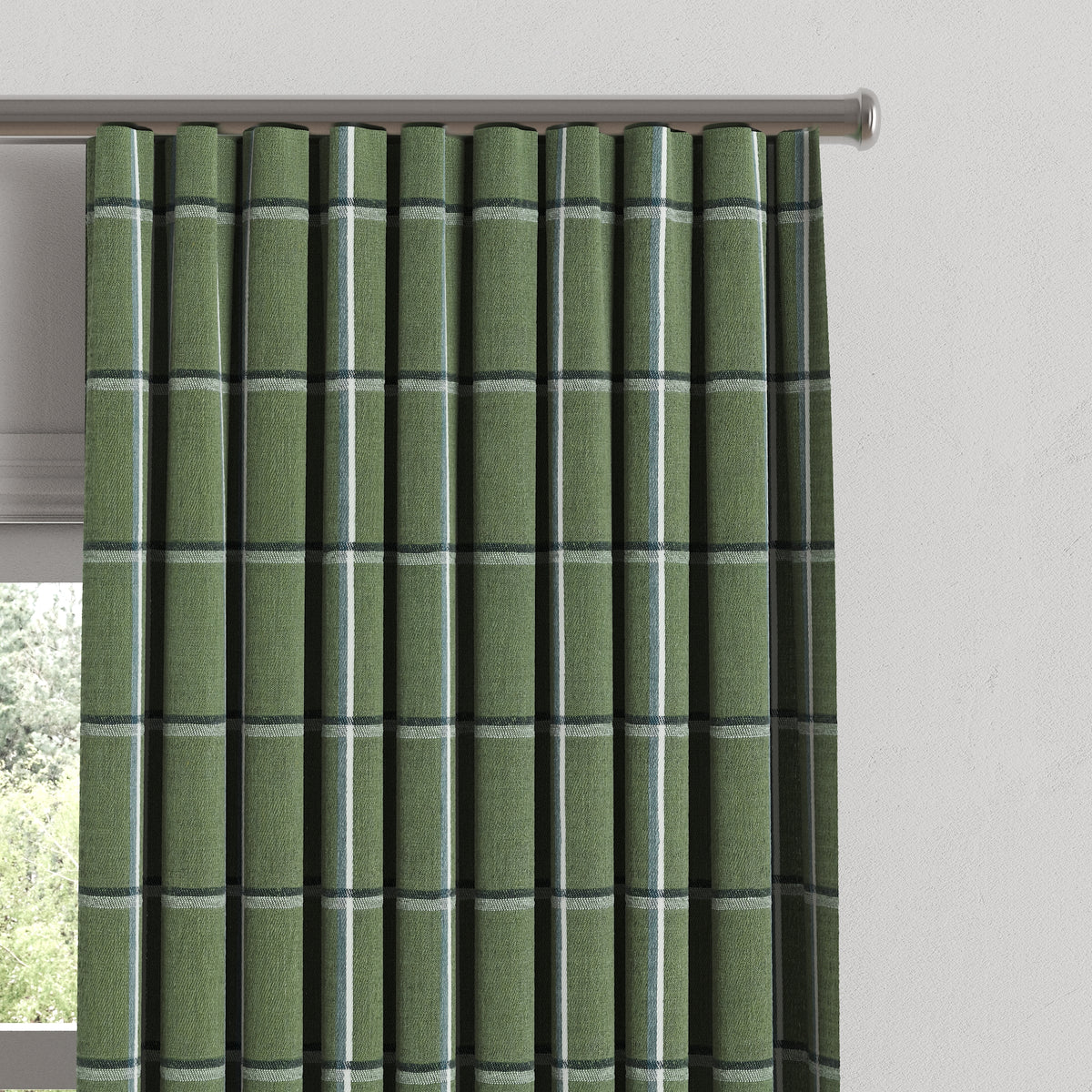 Ripplefold Drapery in Check With Me - Pine