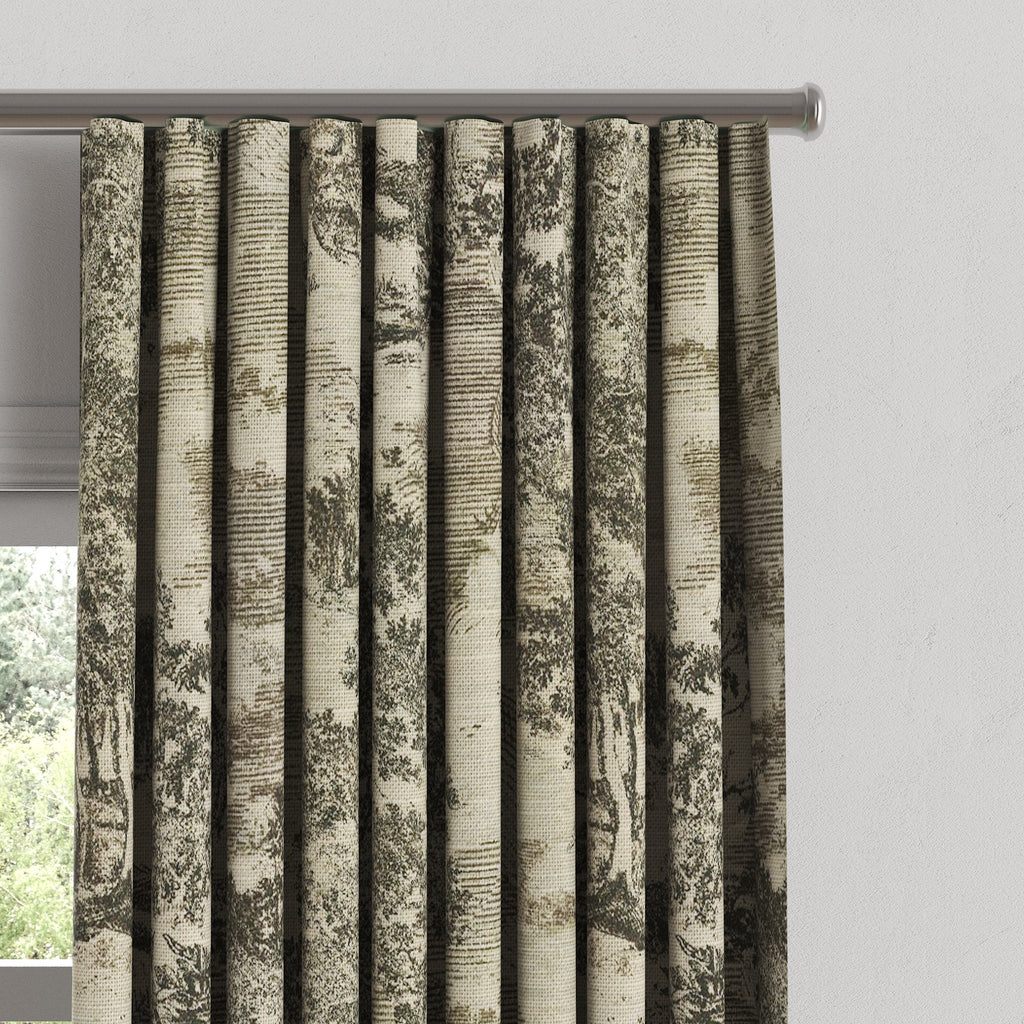 Ripplefold Drapery in Country Toile - Onyx