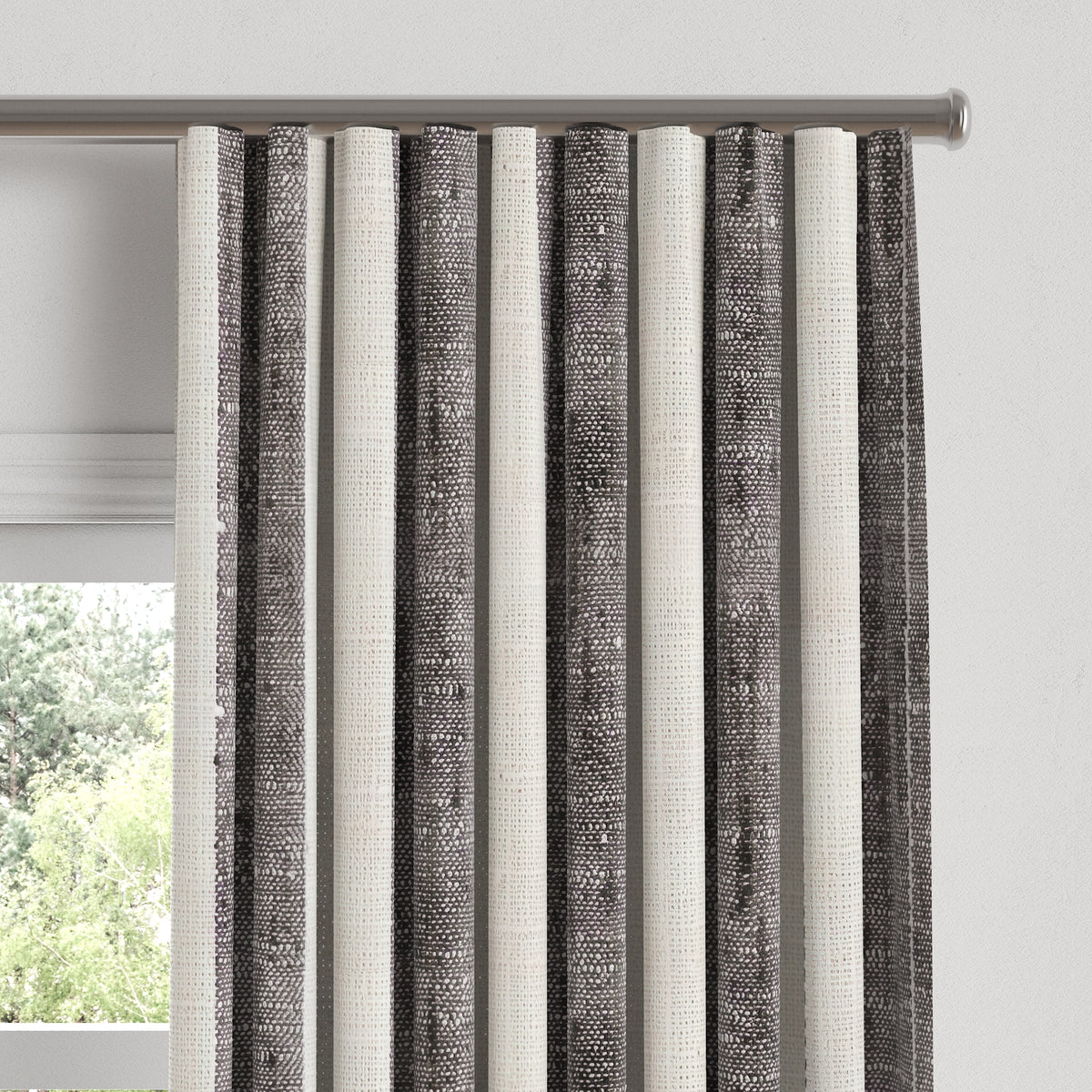 Ripplefold Drapery in French Laundry Stripe - Midnights