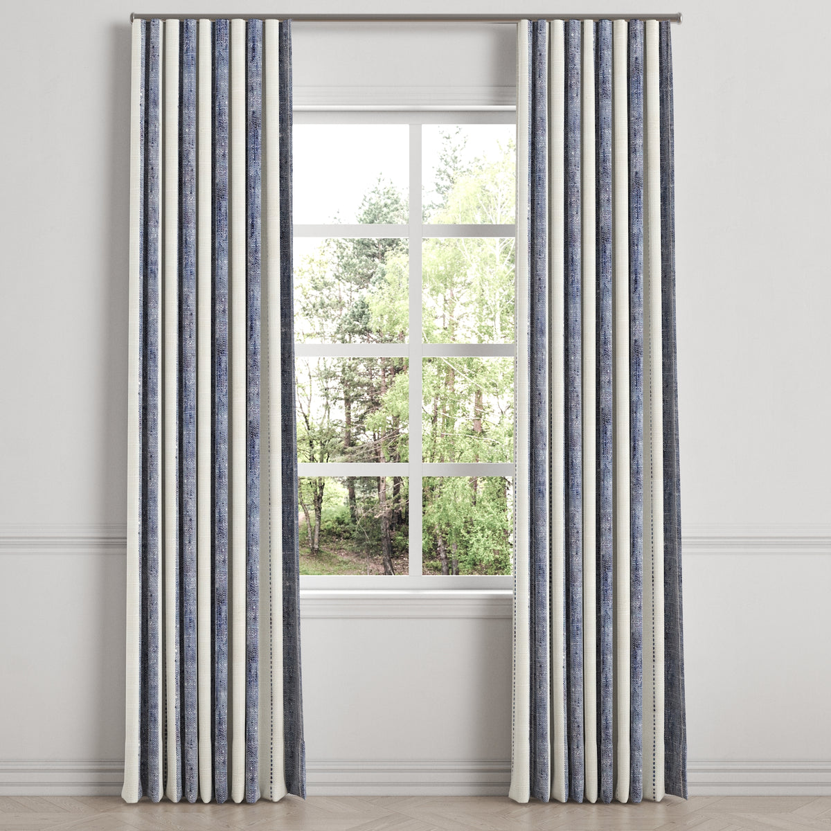 Ripplefold Drapery in French Laundry Stripe - Navy