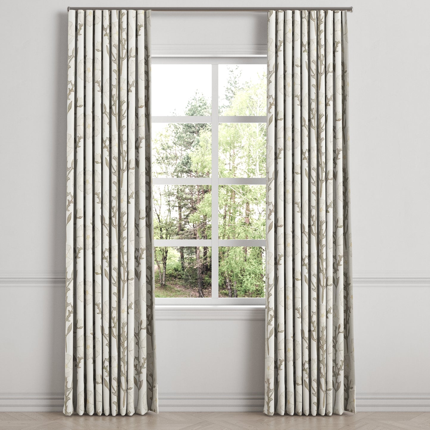 Ripplefold Drapery in Cottage Flowers - Vanilla