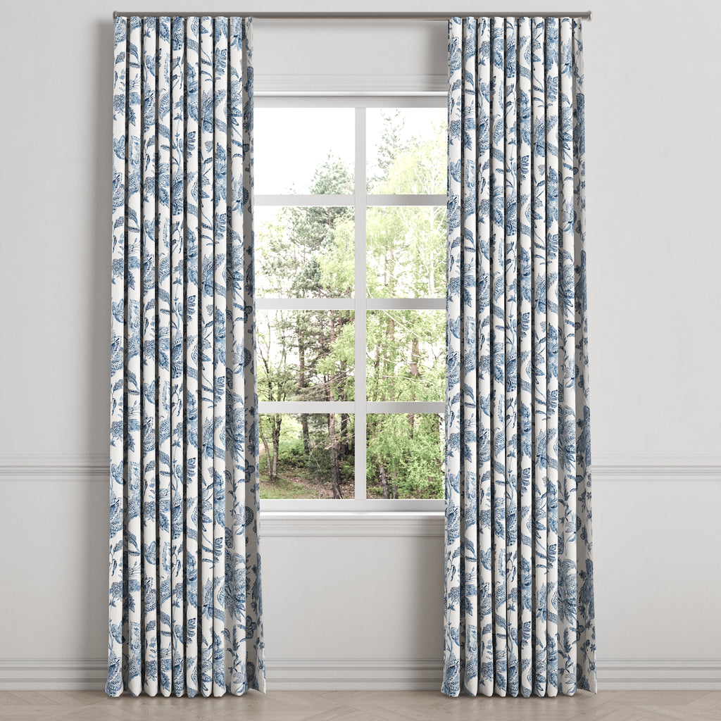 Ripplefold Drapery in Toile - Blue Skies