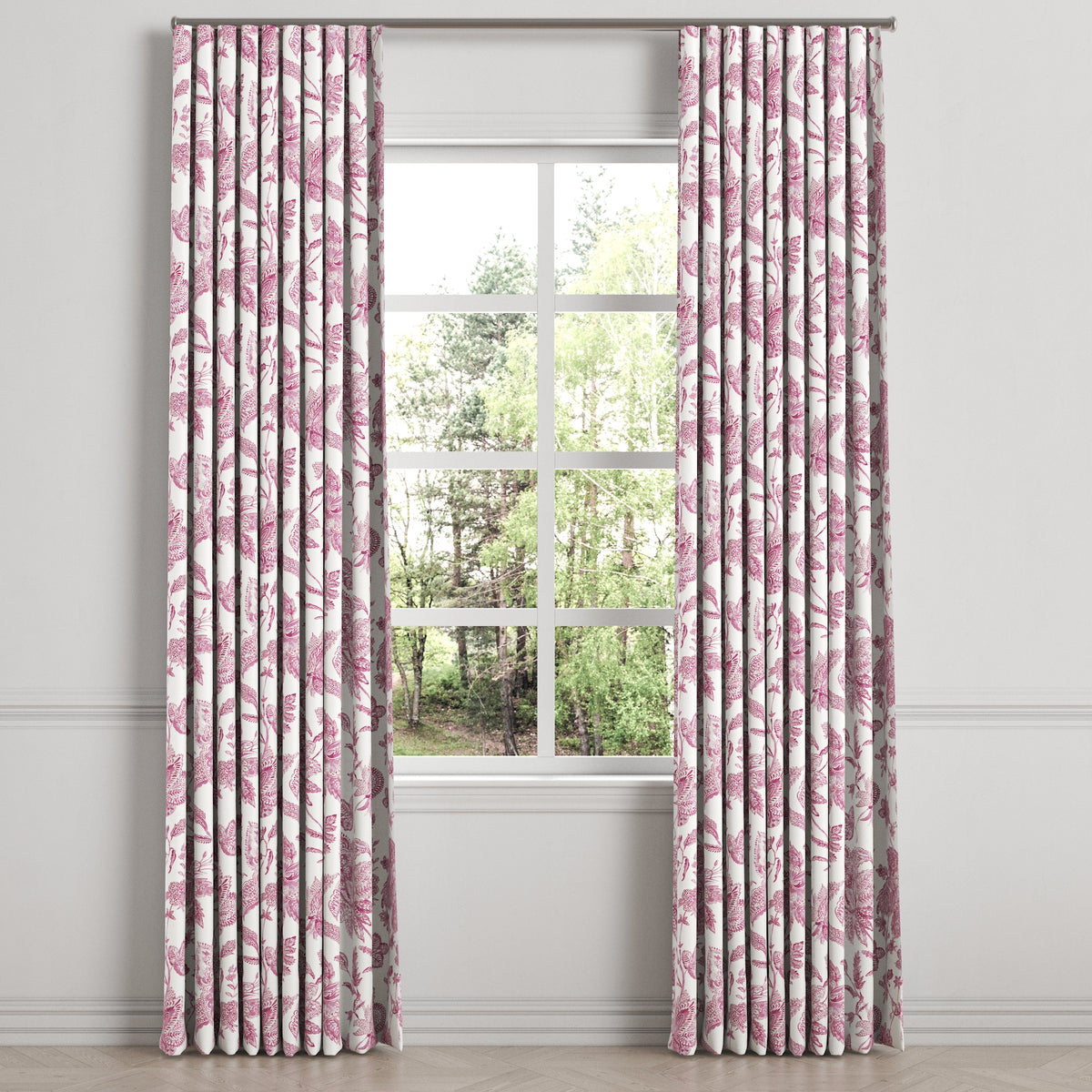 Ripplefold Drapery in Toile - Strawberry