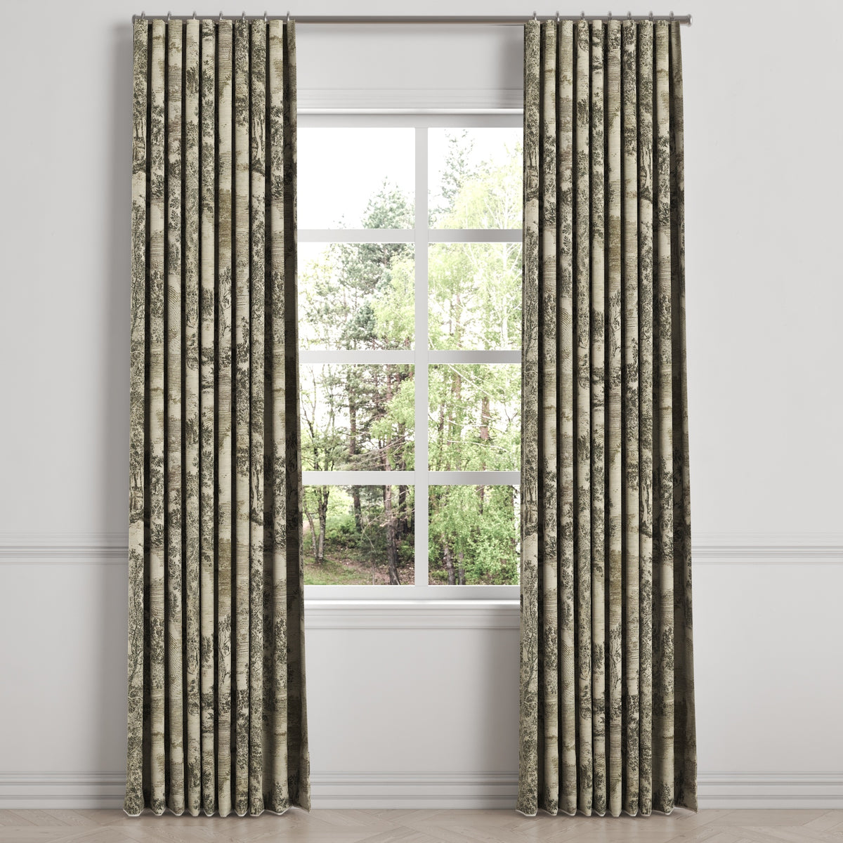 Ripplefold Drapery in Country Toile - Onyx